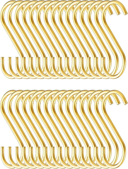 Evanda Gold S Hooks for Hanging Pack of 30, Heavy Duty Stainless Steel by Evanda