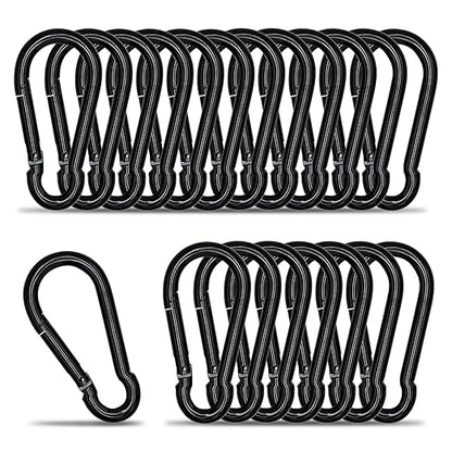 Carabiner Clip Hook, 3.54 inch 20 pcs Black Heavy Duty Spring Snap Hook Key by KINLINK