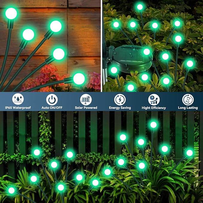 Slyuexu Solar Garden Lights Outdoor Waterproof, 2 Pack 16 LED Swaying Firefly - Image 3