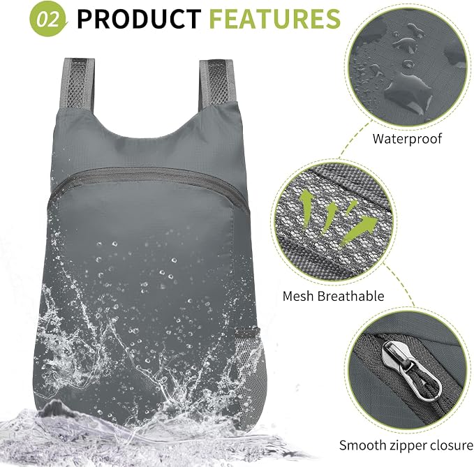 20L Ultra Hiking-Daypack Lightweight Foldable Travel Packable Backpack - Image 4