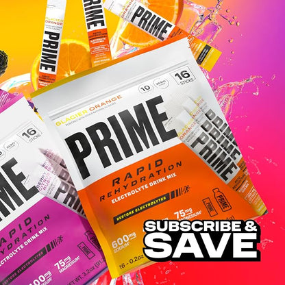 PRIME Rapid Rehydration Electrolyte Powder Sticks, Glacier Orange, Sugar Free - Image 8