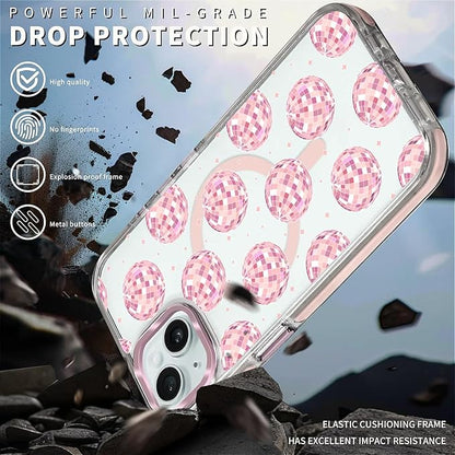 Case for iPhone 13/14, Disco Balls Pink Phone Case Design，for Women Girls - Image 5