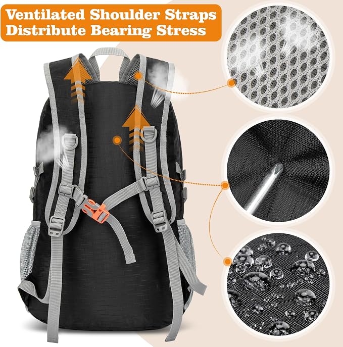 ZOMAKE Lightweight Packable Backpack 30L, Foldable Hiking Backpacks Water - Image 5