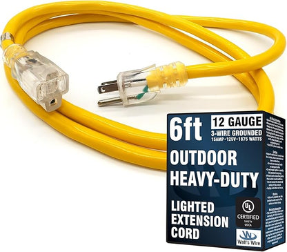 6 ft Short Outdoor Extension Cord Waterproof by WattsWire