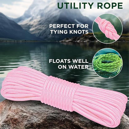 TECEUM Rope – 150 Feet x 1/4 Inch – Pink – Strong All-Purpose Utility Rope – - Image 3