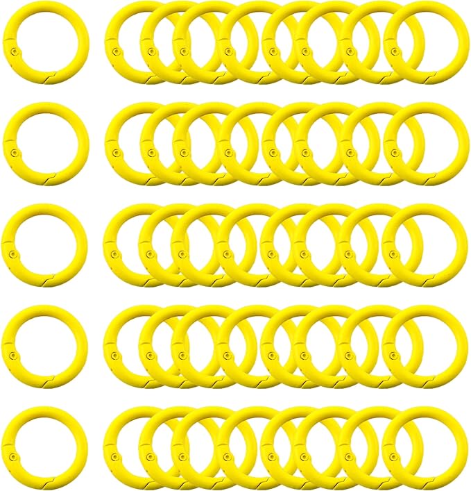 Carabiner Clip 48Pcs Yellow Metal Key Ring Clip Circle Keychain Rings Bulk by KJMLDIY