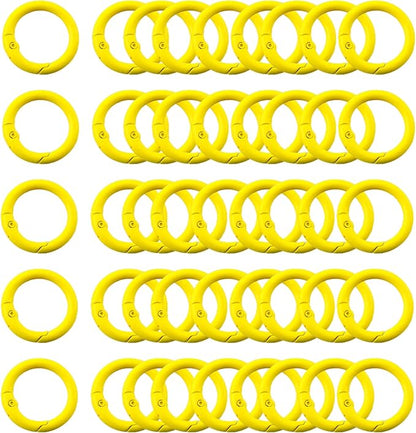 Carabiner Clip 48Pcs Yellow Metal Key Ring Clip Circle Keychain Rings Bulk by KJMLDIY