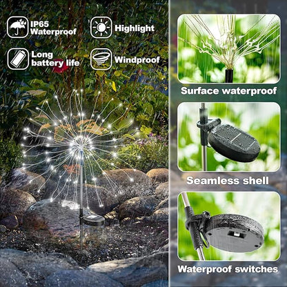 Anordsem Solar Garden Lights Outdoor: Fireworks Light Waterproof - Image 5