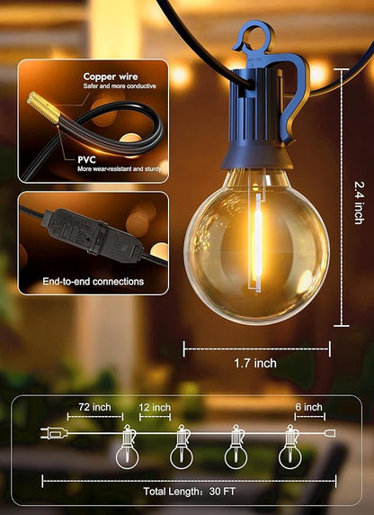 Brightown 30FT LED Outdoor String Lights, Plug-in Waterproof Patio Lights - Image 5