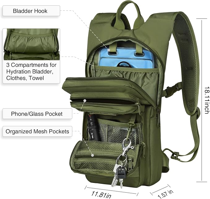 NOOLA Hydration Backpack with 3L TPU Water Bladder, Tactical Molle Water - Image 5