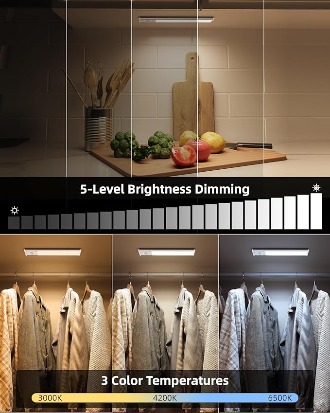 EZVALO 8" Under Cabinet Lighting, 2400mAh Rechargeable Motion Sensor Light - Image 4