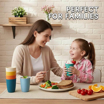 Wrova Wheat Straw Cups 6 PCS Good Alternative to Plastic Reusable Cups 12 oz - Image 8