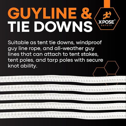 Line Nylon Cord - 100 Ft White Reflective Guyline - Camping Rope - Image 6