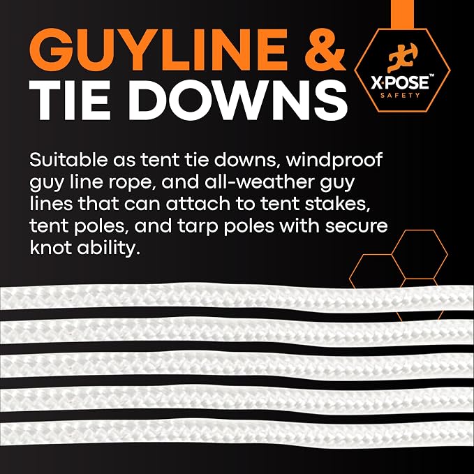 Line Nylon Cord - 100 Ft White Reflective Guyline - Camping Rope - Image 6
