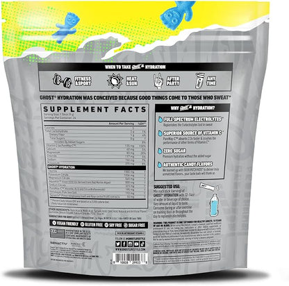 GHOST Hydration Packets, Sour Patch Kids Blue Raspberry, 24 Sticks, Electrolyte - Image 2