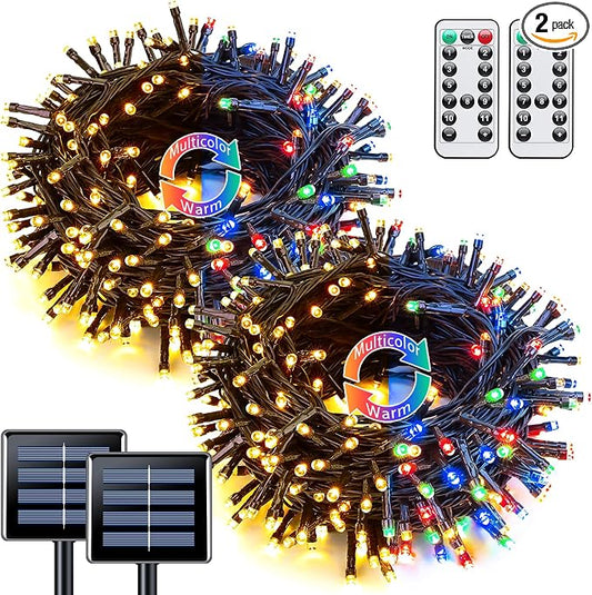 JMEXSUSS 2 Pack Solar String Lights Outdoor Waterproof, Total 66 FT 200 LED by JMEXSUSS
