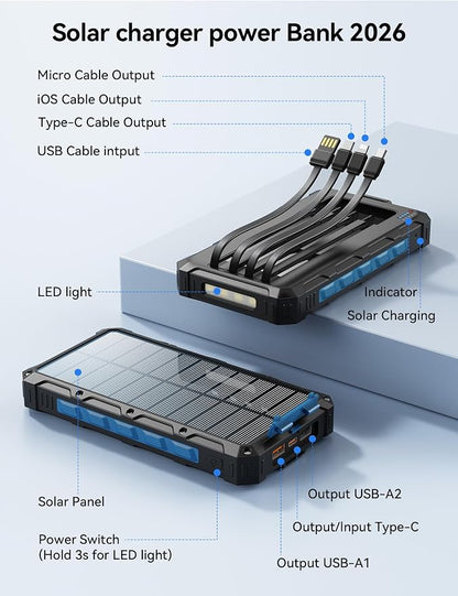 Solar-Charger-Power-Bank - 20000mah Solar Powered Battery Charger Cell Phone - Image 9
