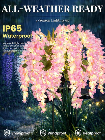 GIGALUMI Solar Lights Outdoor for Garden Decor, 2 Pack Solar Flower Lights - Image 3