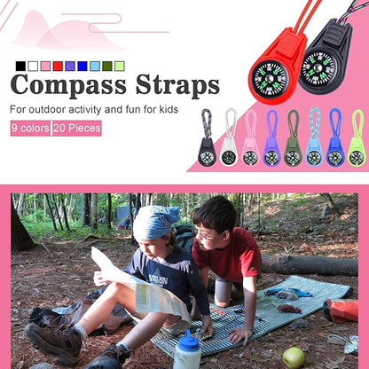 Mini Compass for Kids Compass Keychain，Button Compass Bulk kit，Paracord Hiking - Image 2
