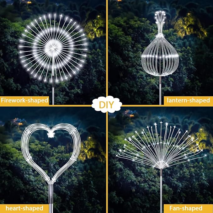 JJGoo Solar Firework Lights, 2 Pack 135 LEDs 2 Lighting Modes Solar Lights - Image 5