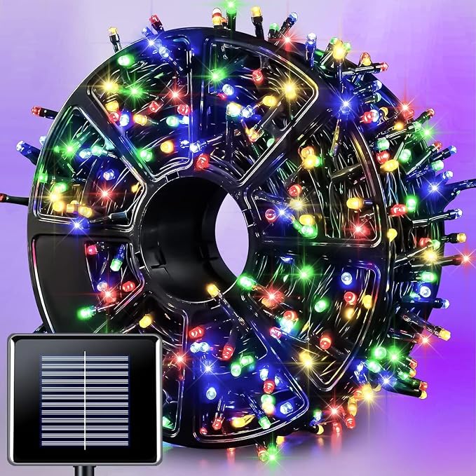 JMEXSUSS 600 LED Solar Christmas Lights Outdoor, 206.7 ft Multi Colored by JMEXSUSS