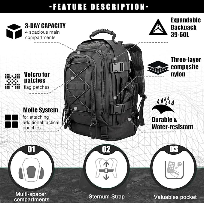 Miramrax Tactical Backpack Military Army Daypack - Image 4