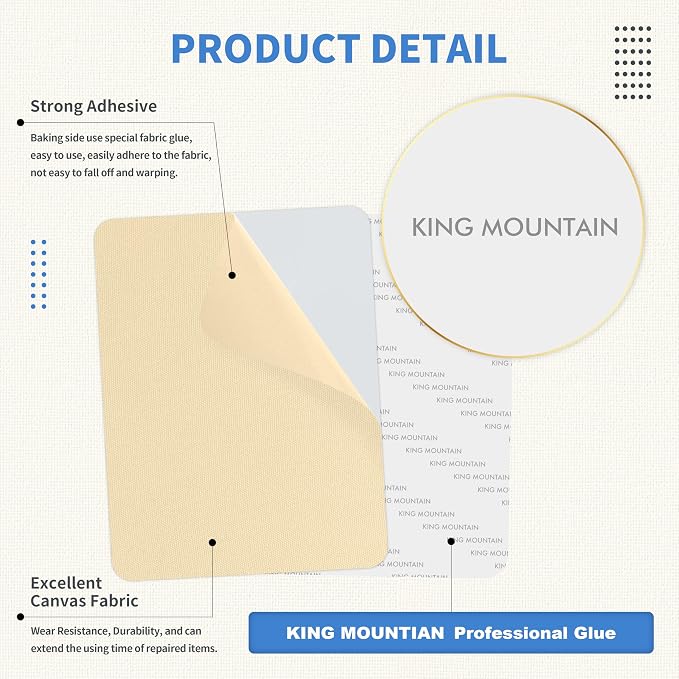 KING MOUNTAIN Canvas Repair Patch 9 x11 Inch 2 Pcs Self-Adhesive Waterproof - Image 3