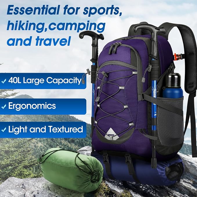 IGOLUMON Hiking Backpack 40L Packable Lightweight Camping Backpack Men Women - Image 8