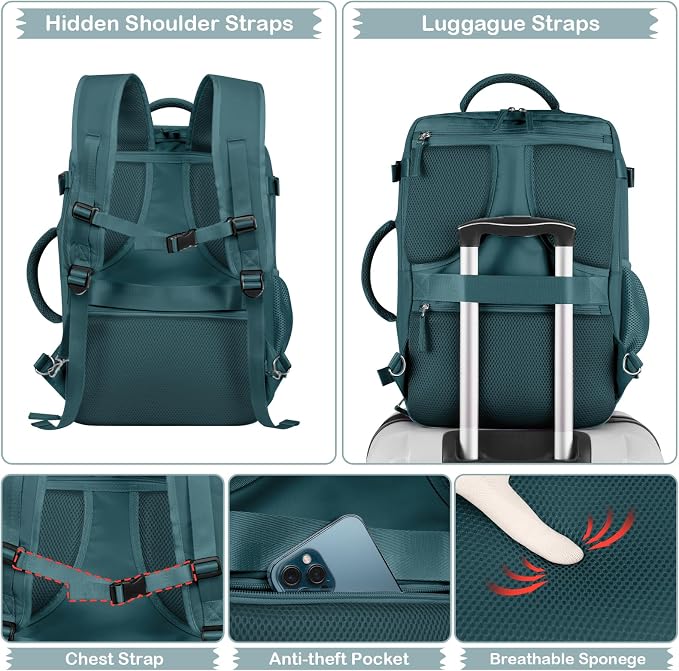 Hanples Personal Item Backpack, Travel Backpack - Image 7