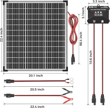 Voltset 50W Solar Panel Kit, 12V Solar Battery Trickle Charger Maintainer + 10A - Image 6