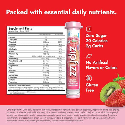 Zipfizz Daily Energy Drink Powder, Strawberry Kiwi, 20 Pack | 3-in-1 Sustained - Image 2
