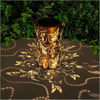 Solar Lanterns Outdoor Hanging Hummingbird Decor Lantern, Waterproof Hollow Out by AITENISEN