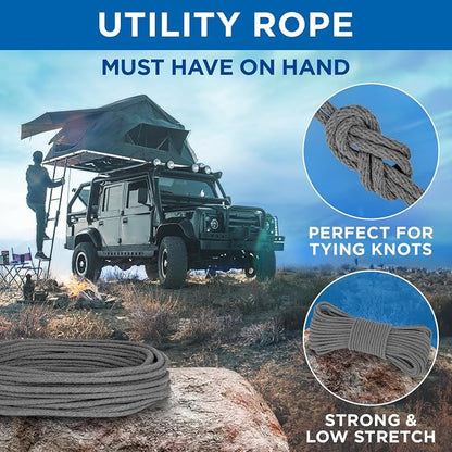 TECEUM Cotton Rope 3/16” – 100 FT – Strong All-Purpose Braided Rope – Natural - Image 6