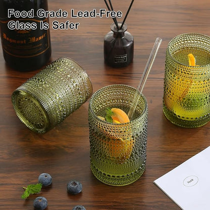 ZMOWIPDL Vintage Glassware Drinking Glasses Set of 12, Embossed Water Tumbler - Image 4