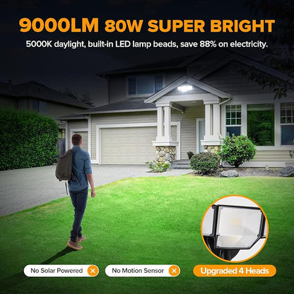 LUTEC 80W Dusk to Dawn Flood Lights Outdoor, 9000LM Super Bright LED Security - Image 2