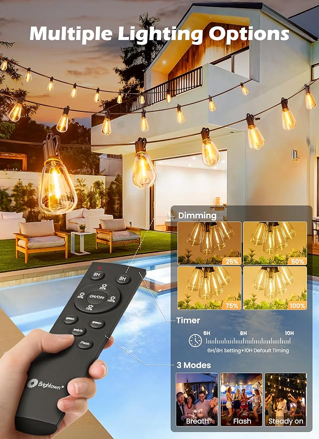 Brightown 75FT Solar String Lights Outdoor Waterproof - Image 2