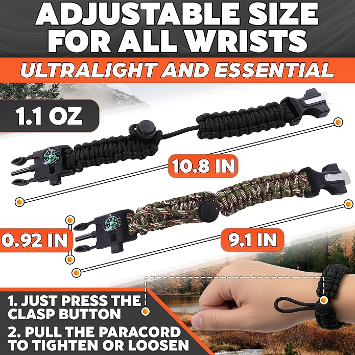 Paracord Bracelets for Men and Women – Adjustable Survival Paracord Bracelet - Image 2