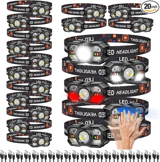 KunHe 20 Pack led Rechargeable Headlamp Flashlight Headlight Motion Sensor 10 by KunHe