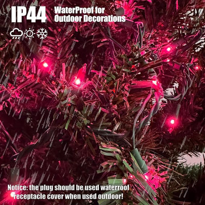 HISHINY Christmas Lights 100 Count Pink Christmas Tree String Lights - Image 3