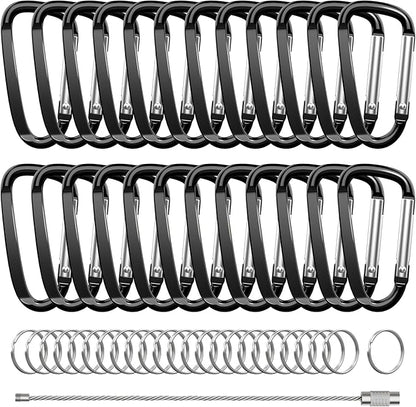 2.4" 24pcs Small Carabiner Clip Keychain, Aluminum D Ring Shape Clips by XIECHANEE
