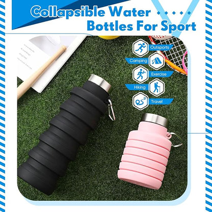 Baderke 2 Pcs Collapsible Water Bottles 17oz Silicone Travel Foldable Portable - Image 4