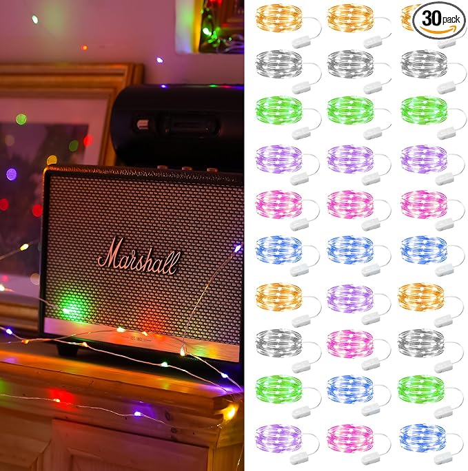 ZSJWL 30 Pack Multicolor Fairy Lights Battery Operated, 7FT 20LED Mini Starry by ZSJWL