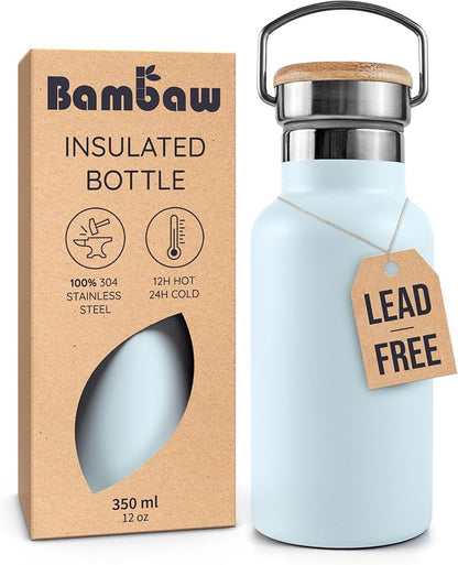 Bambaw 12 oz Insulated Water Bottle, Water Bottle Stainless Steel, Small Size by Bambaw