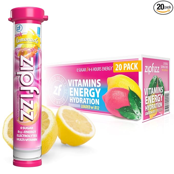 Zipfizz Daily Energy Drink Powder, 20 Pack | 3-in-1 Sustained Energy, Rapid by Zipfizz