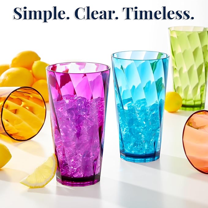 US Acrylic Optix Plastic Reusable Drinking Glasses 20oz Water Cups in Jewel - Image 6