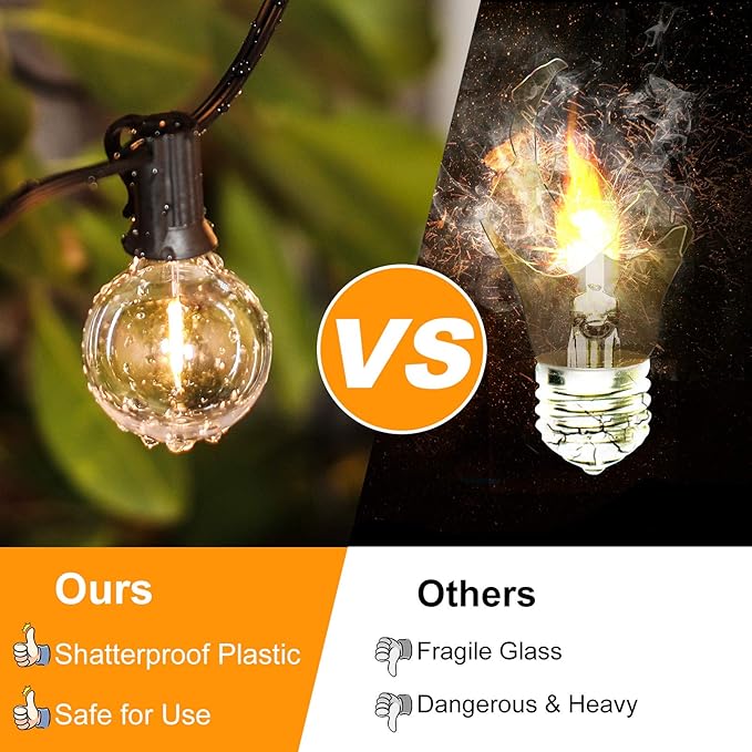 Outdoor G40 LED Globe String Lights 50Feet Dimmable Waterproof Shatterproof - Image 3