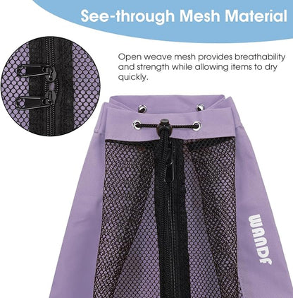 WANDF Swim Bag Mesh Drawstring Backpack Beach Backpack - Image 5
