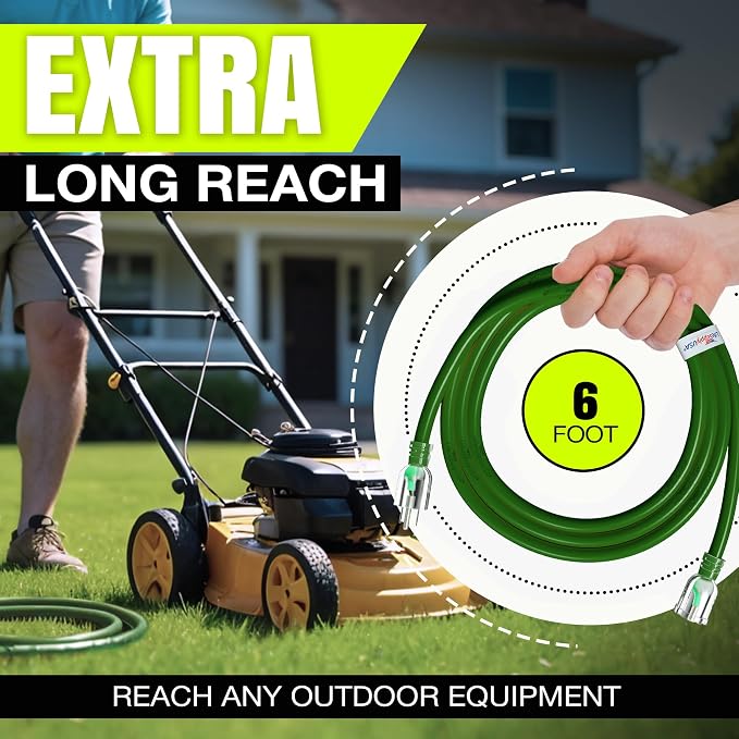 6ft Outdoor/Indoor Extension Cord 14/3 Gauge Heavy Duty 3 Prong SJTW, Waterproof - Image 6