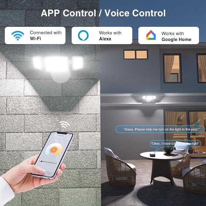 Onforu 55W Smart LED Flood Lights Outdoor, Tunable 2700K-6500K, APP Control - Image 2
