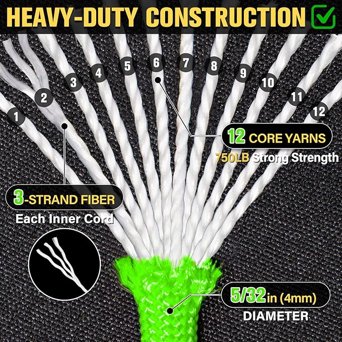 Paracord Rope 750 lb - 500ft 5/32" Parachute Cord 4MM 12-Strand para Cord - - Image 3